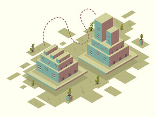 isometric buildings vector for business and home office with isometric style