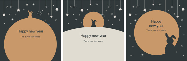 Korean style rabbit new year greeting card, happy new year. © choi