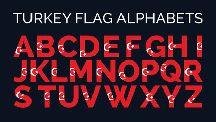 Fototapeta na wymiar Turkey Flag Alphabets Letters A to Z Creative Design Logos 