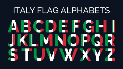 Italy Flag Alphabets Letters A to Z Creative Design Logos	