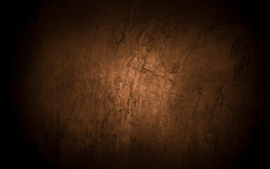 Old wall pattern texture cement yellow abstract brown color design are light with gradient background.