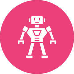 Robot Multicolor Circle Glyph Inverted Icon