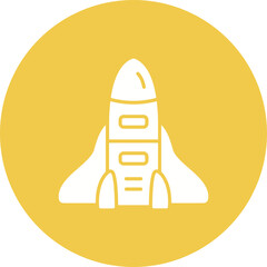 Rocket Multicolor Circle Glyph Inverted Icon