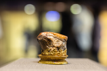 Meat shaped jasper stone carved into the shape of a Dongpo pork in National Palace Museum in Taipei Taiwan