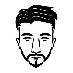 line art drawing of vintage male face. Good use for symbol, icon, avatar, tattoo, T Shirt design, logo or any design