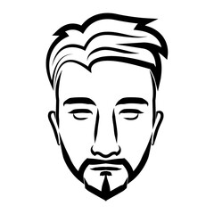 line art drawing of vintage male face. Good use for symbol, icon, avatar, tattoo, T Shirt design, logo or any design
