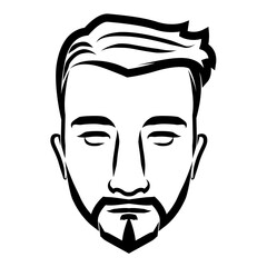 line art drawing of vintage male face. Good use for symbol, icon, avatar, tattoo, T Shirt design, logo or any design