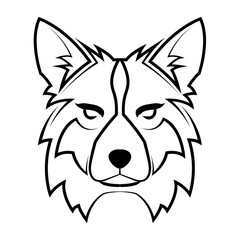 Black and white line art of wolf head. Good use for symbol, mascot, icon, avatar, tattoo, T Shirt design, logo or any design