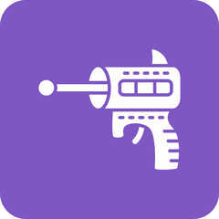 Space Gun Multicolor Round Corner Glyph Inverted Icon