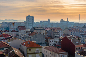 Porto, Portugal. View of the city's houses and roofs in the morning light