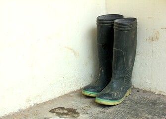 Dirty boots on the porch