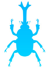 Blue silhouette of a beetle