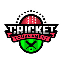 Cricket tournament. Sport logo emblem Vector illustration.