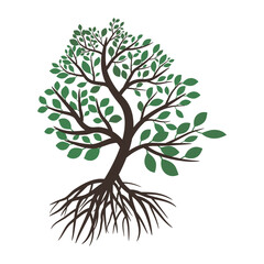 Green tree vector, tree art logo, tree isolated on white Background, green leaves  tree vector 