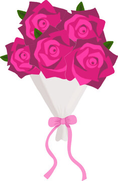 Pink Rose Bouquet Cartoon Character Design