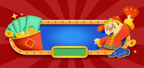CNY god of wealth banner template