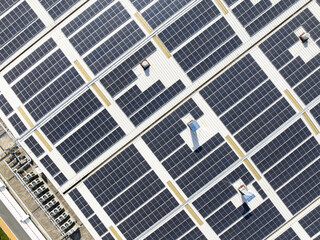 solar panels  on factory rooftop