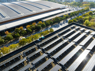 solar panels on factory rooftop