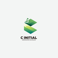 c initial icon logo design colorful