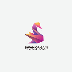 origami swan logo design colorful
