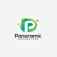 p initial logo premium colorful