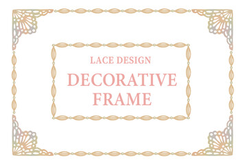 アンティークなレース風のフレーム。水彩風、ベクター素材。