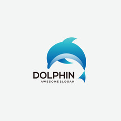 dolphin logo design premium colorful