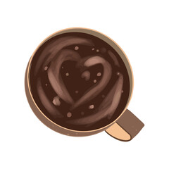 Cup of Coffee on a light Background. Top View.