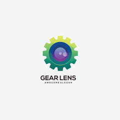 gear lens logo icon design colorful
