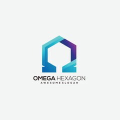 omega logo design gradient colorful