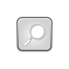 Search Symbol Icon For Financial Business or Target Market, Silver Color Minimalist Graphic Design.