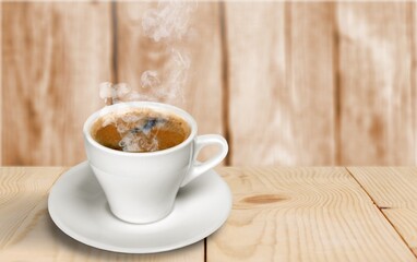 Tasty sweet latte coffee with cream in cup