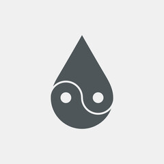 Water drops  droplet raindrops Yin-yang icon quality vector illustration cut	