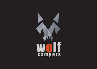 wolf fox mountain camping ground logo design