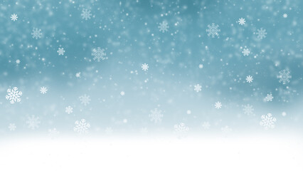 Naklejka na ściany i meble Winter background of sky with falling snowflakes.