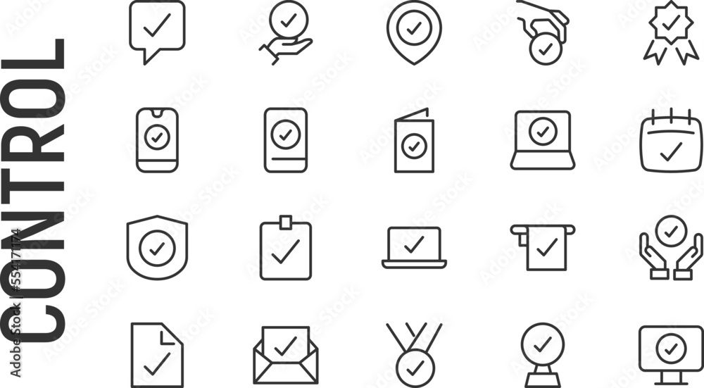 Wall mural vector set of control thin line icons.