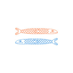 vector illustration of two long fish