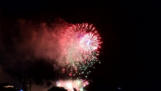 Fireworks in Latin American City. New year in Latin America