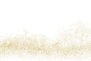 Fototapeta na wymiar Gold Glitter Texture Isolated On White. Goldish Color Sequins. Golden Explosion Of Confetti. Design Element. Celebratory Background. Vector Illustration, Eps 10.