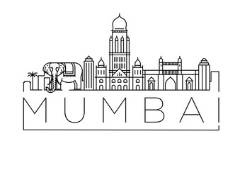 Obraz premium Mumbai City Minimal Skyline Design