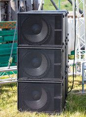 Large concert speakers in nature.