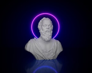 3D rendering Marble statue of the Great ancient Greek philosopher Socrates