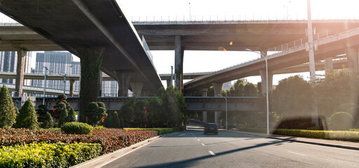 Highway and overpass in the city