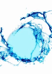 Fototapeta na wymiar 3d illustration of water swirling in a blue sphere