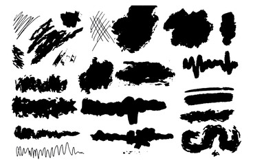 A set of brush strokes. brushwork, a collection of graphic elements drawn by hand.