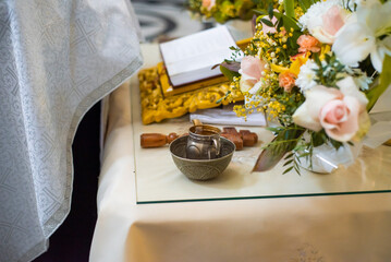 Christening in the church. Christening details.