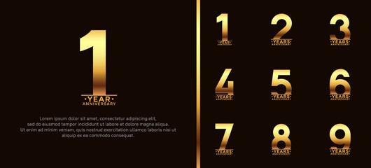 set of anniversary logo style golden color on dark background for special moment