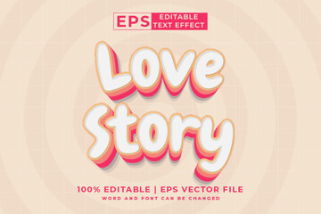 Editable text effect - Love Story 3d template style premium vector