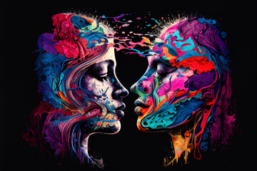 abstract souls of lovers, the concept of love and passion in a couple, family and values. holiday 14 february valentine's day