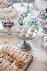 Delicious wedding reception candy bar dessert table